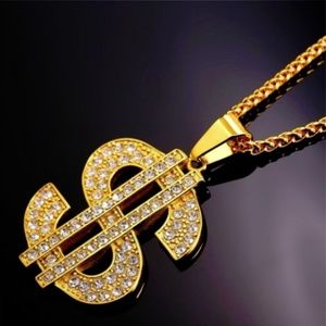 Mens "Bradley" 18K Gold Plated Dollar Necklace